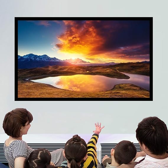 Wall Mount Projector Screen, 130 Inch HD Fixed Framed Projector Screen with Aluminum Frame for Indoor Home Movie Theater Cinema
