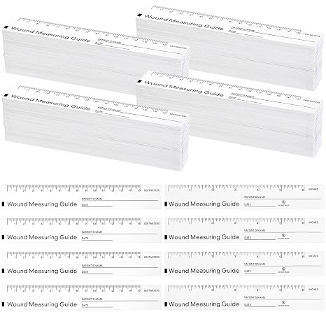 100 Pcs Wound Measuring Ruler 6" Disposable Paper Tape Measure