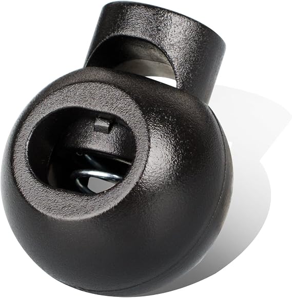 DYZD Single Hole Cord Lock Plastic Spring Toggle Stopper Cord Rope End for Drawstrings, Paracord (Black,10 PCS)