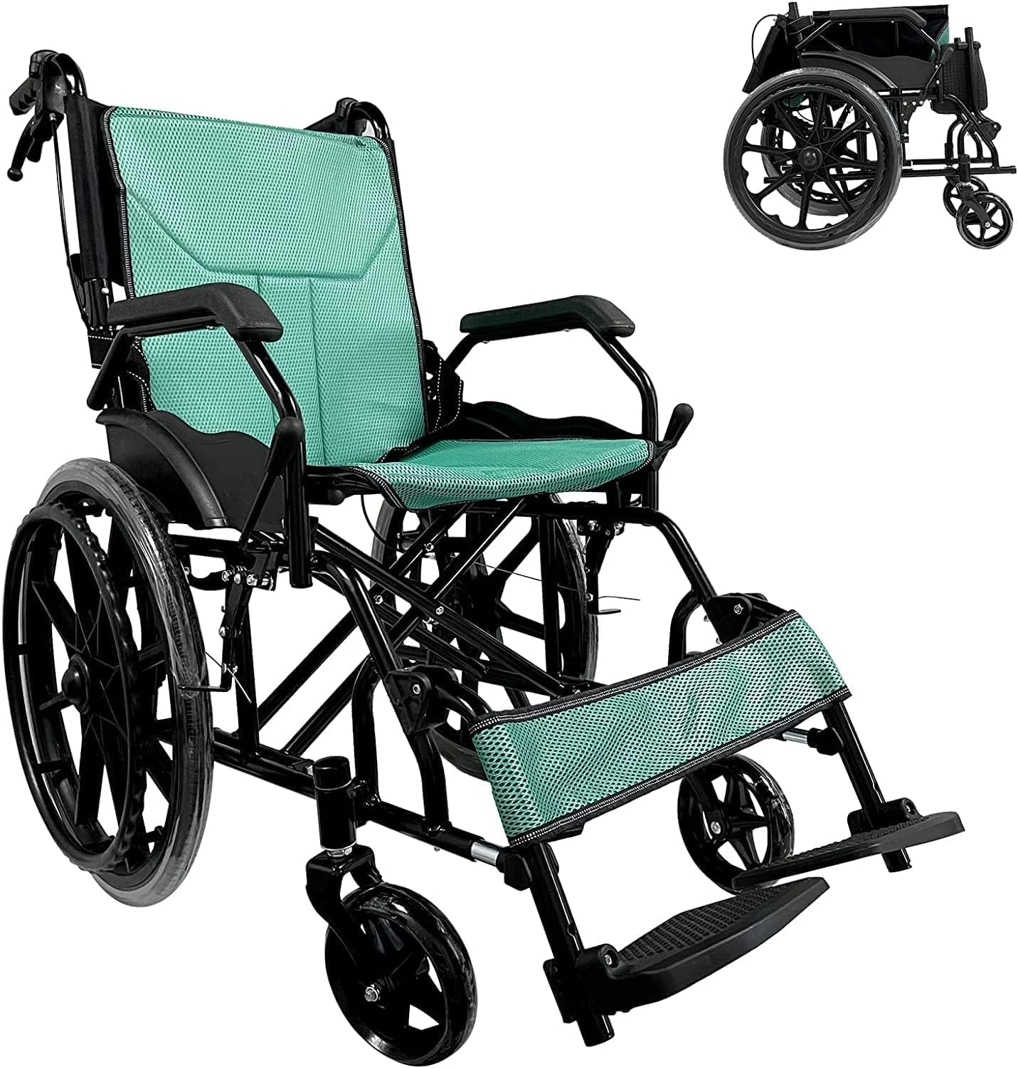 Wheelchair, Compact Wheelchair, Lightweight, Folding Wheelchair, Brake, No Puncture Tire, Folding Wheelchair, Self-Propelled Wheelchair, Hand Push, Light Wheelchair, Elderly People, Japanese