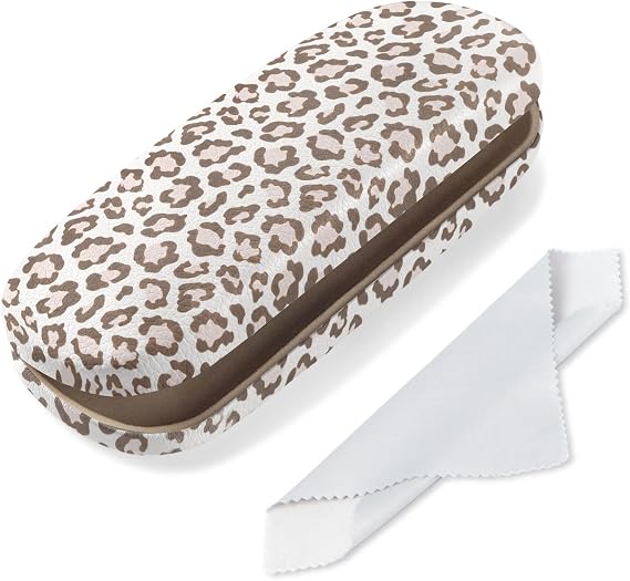 Glasses Case Hard Shell, Leather Protective Case for Sunglasses with Cleaning Cloth, Cute Eyeglass Cases for Women