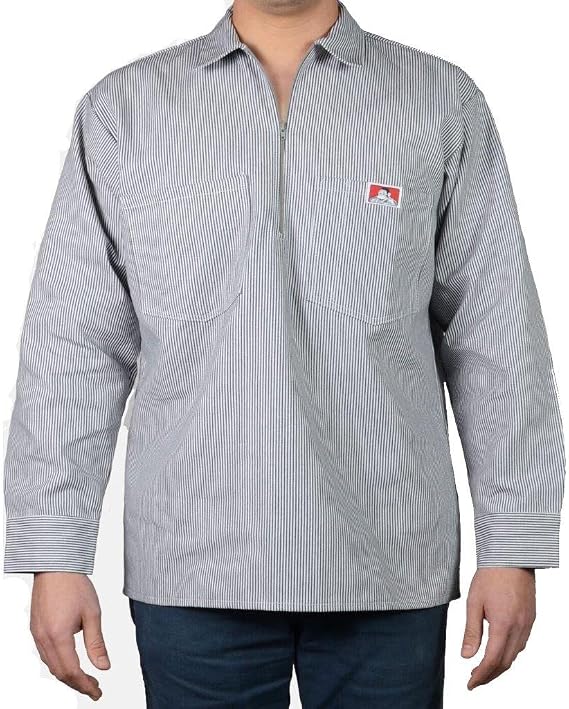 Ben Davis Men's Long Sleeve Striped Button-Up Work Shirt