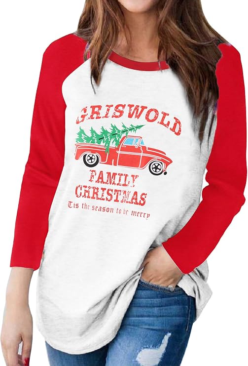 Anbech Womens Christmas Coffee Graphic Tshirt Merry Christmas Long Sleeve Vacation Tops