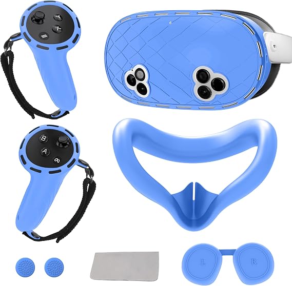 8-in-1 Silicone Cover Set for Meta Quest 3s Accessories, Blue