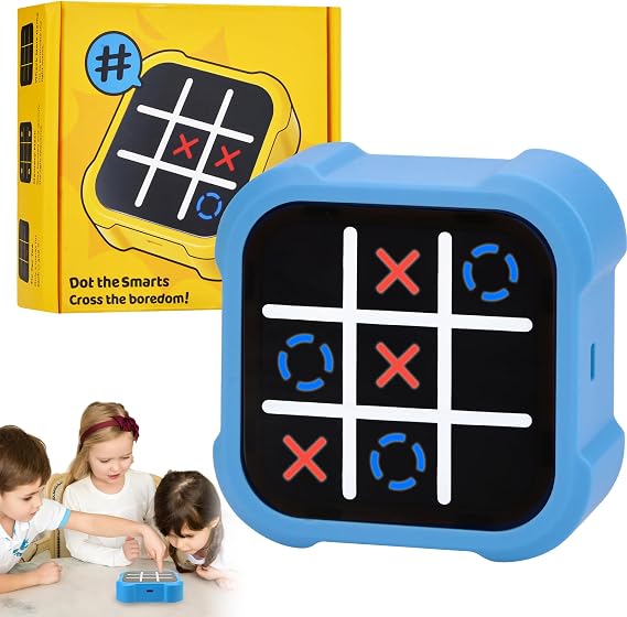 3-in-1 Electronic Tic Tac Toe Toy, Electronic Tic Tac Toe Bolt Game (Blue)