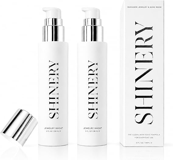 Shinery Jewelry Wash - Jewelry Cleaner Hand Wash Solution, Plant-Based Ring Cleaner Safe All Metals Stones, No Removing Jewelry, Made in the USA - 2 Pack