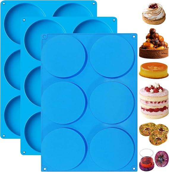 Sidosir Round Silicone Mold for Baking, 4inch Large Breakfast Sandwiches Mold Silicone for Whoopie Pie (3, 0.78 inch deep)