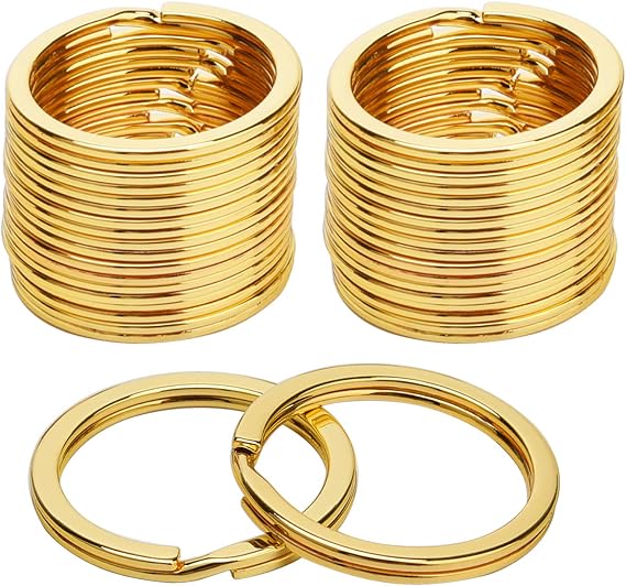 Sunmns 1 Inch Flat Key Rings Golden Split Ring, 24 Pack