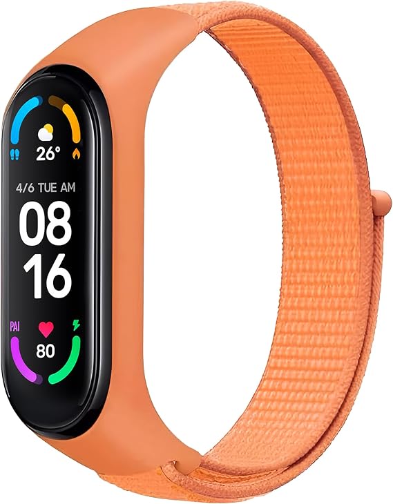 Teknoft Xiaomi Mi Band 7/6/5/4 İle Uyumlu Tam Kaplayan Silikon Çerçeveli Bilek Kalınlığına Göre Ayarlanabilen Hafif ve Bileği Rahatsız Etmeyen Kaliteli Hasır Örme Kumaş Kordon