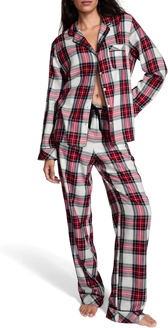 Victoria's Secret Flannel Pajama Set, Long Sleeve Button Down Shirt & Pants, Sleepwear for Women (XS-XXL)