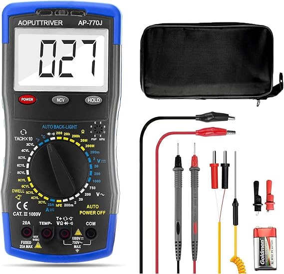 Digital Multimeter Automotive Engine Analyzer 3-1/2 Manual Ranging 20A DMM