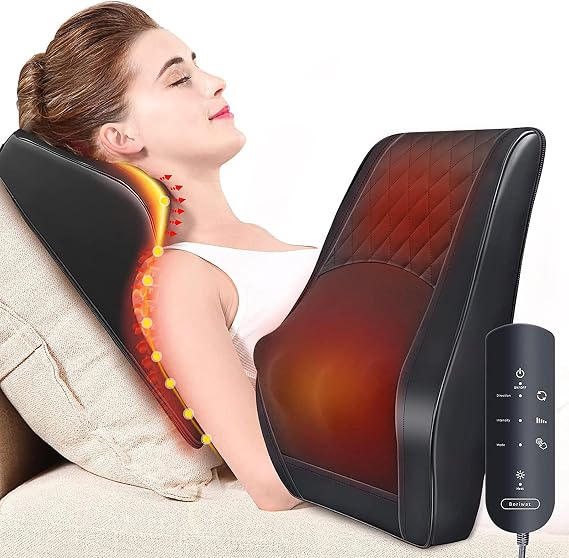 Boriwat Back Massager with Heat, 3D Kneading Massage Pillow for Back, Neck, Shoulder, Leg Pain Relief Deep Tissue, Gifts for Women Men Mom Dad
