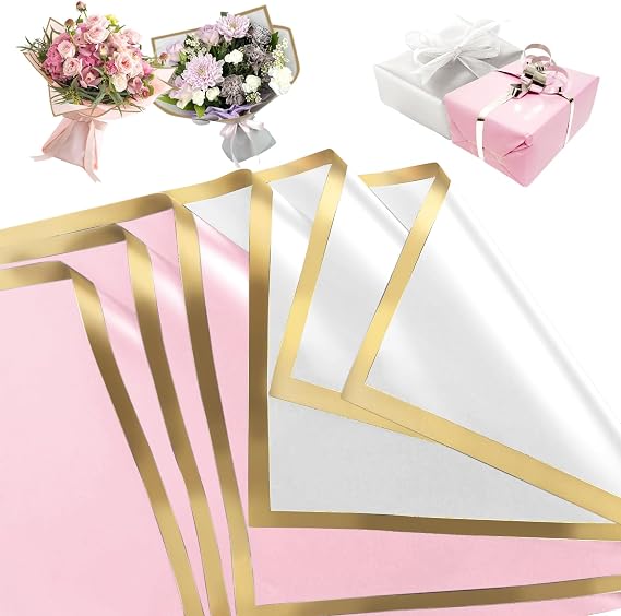 DHFUCNKO Flower Wrapping Paper 2 Colors Flower Bouquet Wrapping Paper 58cm