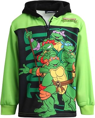 Teenage Mutant Ninja Turtles Boys Hoodie - Soft Fleece Pullover Quarter Zip Sweatshirt Graphic Hoodies for Toddlers and Kids