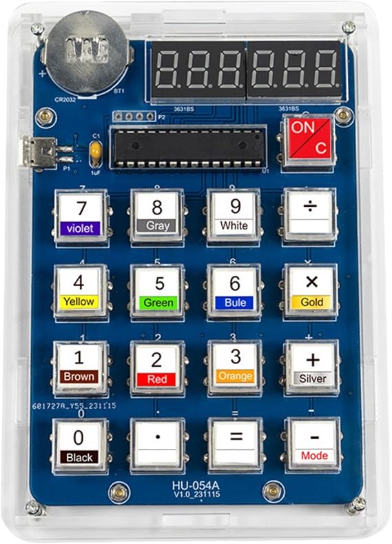 DIY Electronic Calculator Kit, 6-Digit Display, Soldering Practice Project with Resistance Reader