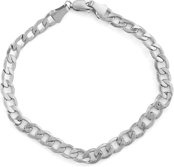 Tiara 10K Gold 6.4mm Men's Cuban Curb Chain Bracelet