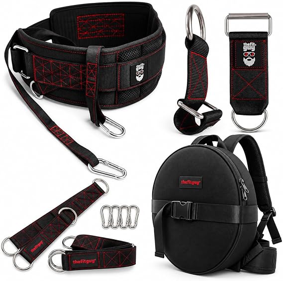 THEFITGUY Weighted Bodyweight Home Gym Setup Dip Belt, Plate Backpack, Extension Straps & Loading Straps for Pull-Ups, Dips, Push-Ups and Strength Training