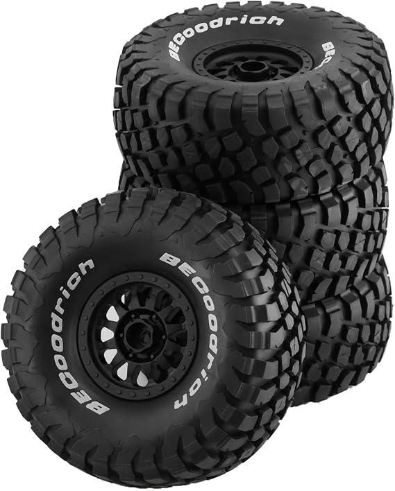 1/7 RC Short Course Truck Tires and Wheels 17mm Hex OD 5.43" 1/8 All Terrain Off Road Tyres with Foam Insert for 1:7 RC Buggy Monster Truck Car TRAXXAS UDR 85086-4 4PCS (Black)