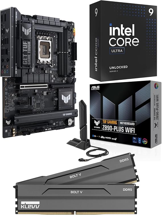 Microcenter 3-in-1 Bundle: Intel Core Ultra9 285K Desktop Processor Bundle with ASUS Tuf Gaming Z890-Plus WiFi Motherboard and Klevv 32GB DDR5 Ram Memory