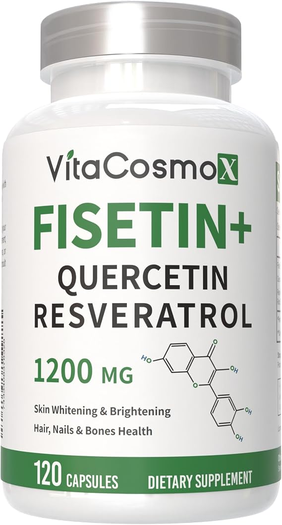 Fisetin Quercetin Resveratrol Supplement, 1,200 mg, 120 Veggie Capsules 100% Vegetarian, Non-GMO & Gluten Free