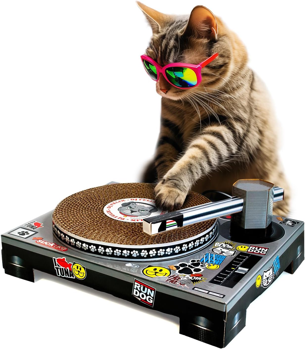 Suck UK | Cat Scratch DJ Decks | Interactive Cat Toys | Alternative to Cat Scratching Posts | Cardboard Scratch Toy for Indoor Cats & Kittens | Novelty Cat Gifts