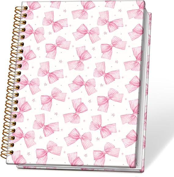Coquette Pink Bow Notebook Journals, Cute School Supplies - Preppy Stuff, Preppy Cute Notebook for Teen Girls Women, Coquette Stuff Trendy Hardcover Spiral Notebook 5.5x8.3