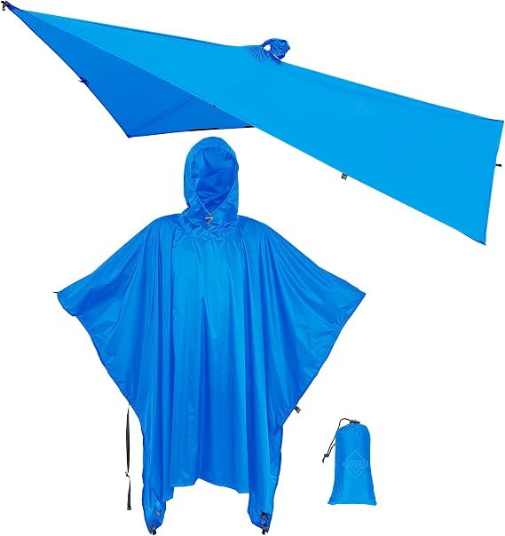 onewind Hooded Rain Poncho, Waterproof Silnylon Versatile Survival Shelter