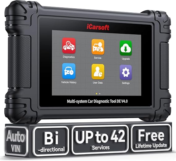 iCarsoft DE V4.0 Bidirectional Scan Tools for Most German Automotive Groups Up to 48 Resets Full System Diagnostic Car Scanner AutoVIN CAN-FD OE-Level ECU Coding All Active Test Lifetime Free Update