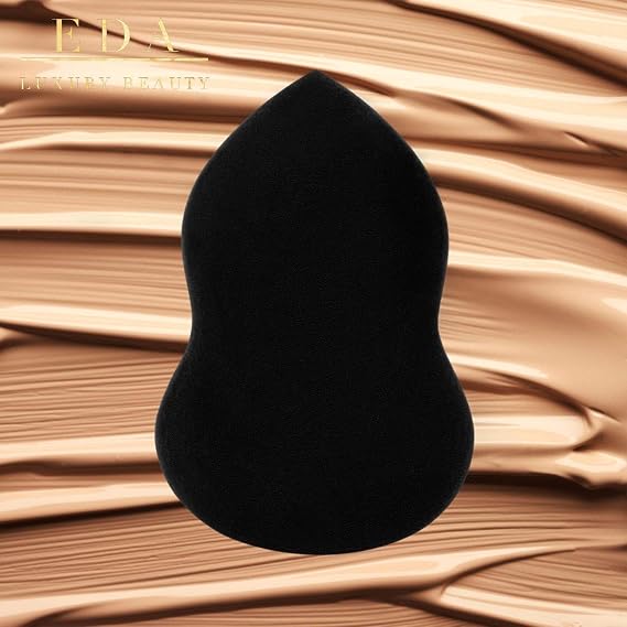 BLACK Beauty Sponge - Super Soft Makeup Sponge, Liquid, Foundation, Concealer, Cream, Blush, Powder Applicator - Gourd Shape Makeup Blender - 100% Vegan, Cruelty-Free & Latex Free