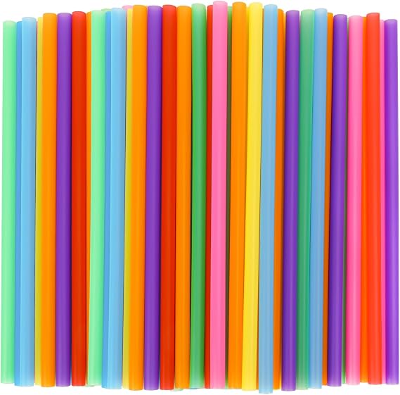 Tomnk 10.3" Jumbo Smoothie & Milkshake Disposable Straws, 300 Pack Colorful