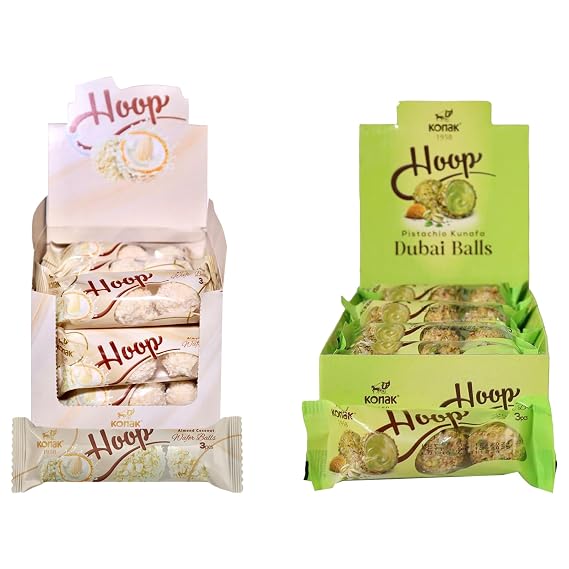 72 Dubai Chocolate Balls 2 Flavors (36 Whole Almond Coconut & 36 Kunafa Pistachio) Gourmet Gift, Office Treat, Friends Gathering 24 Packs (27g each) Total 22.86 Oz