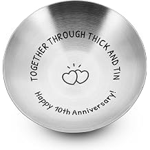 10th Anniversary Tin Gifts for Her Him 10 Year Wedding Tin Gifts for Husband Wife Romantic Keepsake for Couple Wife Husband for 10 Year Wedding Anniversary Present Jewelry Tray Ring Dish