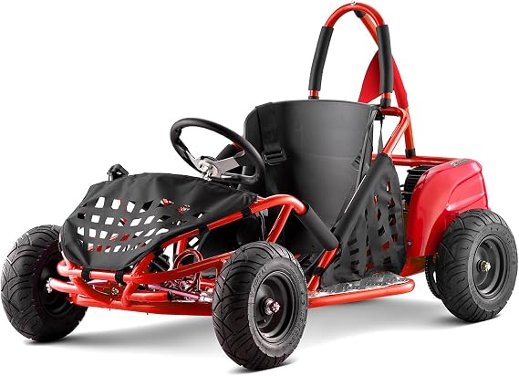 Electric Go Kart, 48V Powered Ride On Car, Steel Tubular Frame, Seat Belt, 13 inch All-Terrain Tires, Parental Speed Control (Red)