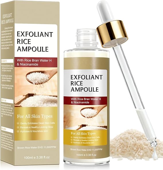 Peel Shot Glow Rice Ampoule, White Rice Exfoliant Soft Exfoliating Face And Body For Both Men And Women All Skin Types, Gentle Peel + Pore Minimizing+Deep Hydration, 100ML