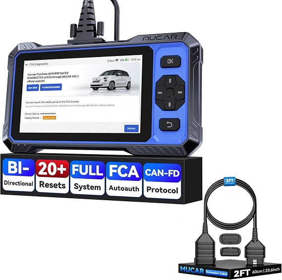 MUCAR 682 OBD2 Scanner + Universal 16 Pin Male to Female OBD2 Extension Cable
