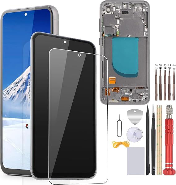 Incell for Samsung Galaxy S23 FE Screen Replacement for Samsung Galaxy S23 FE SM-S711B SM-S711W SM-S711U LCD Display Touch Screen Assembly for S23 FE LCD Touch Screen with Repair Tools (with Frame)