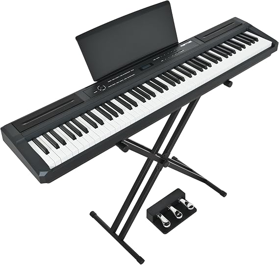 Digital Piano 88 Key Weighted Keyboard Hammer Action, Full Size Electric Piano Keyboard with Adjustable Stand,Powerful Functional Panel,Professional 3 Pedal Unit for Beginner Intermediate Player