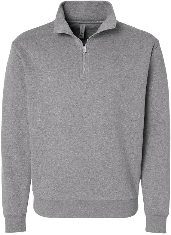 Next Level Unisex Fleece Quarter-Zip Pullover, XL, Heather Grey