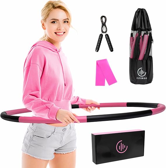 Weighted Fitness Hoop for Adults, 2.8 lb, Large Adjustable Size for Core Workouts and Weight Loss Support, 8 Detachable Sections