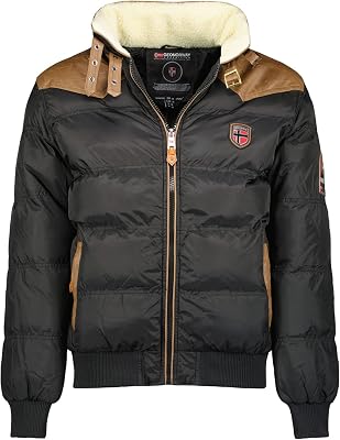 Geographical Norway Mens Black Teddy Bear Jacket