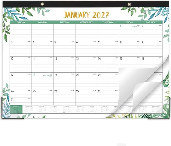 Desk Calendar 2027, 17" x 12", January 2027 to December 2027, 12 Months