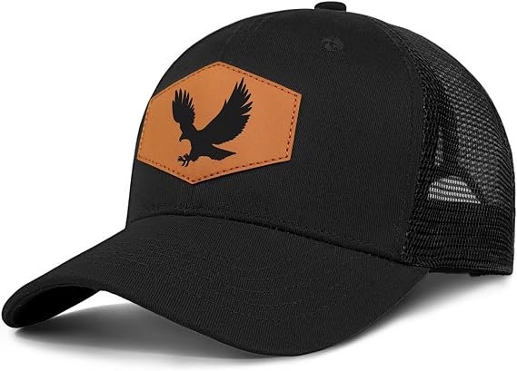 Eagle Baseball Cap for Eagle Lovers,Leather Trucker Hat Snapback Hat for Men Women Brown