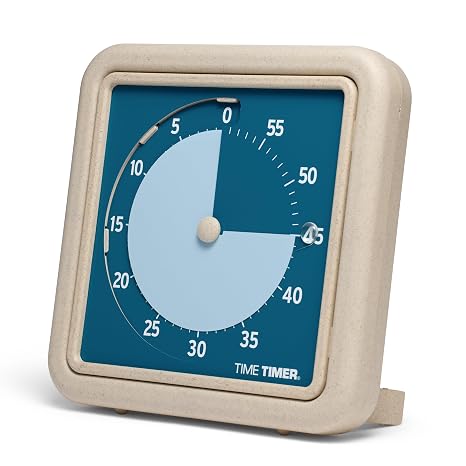 Time Timer Retro 8 inch Eco Edition Visual Timer - 60 Minute Desk Countdown Clock Made with at Least 20% Natural Plant Material- Blue Water
