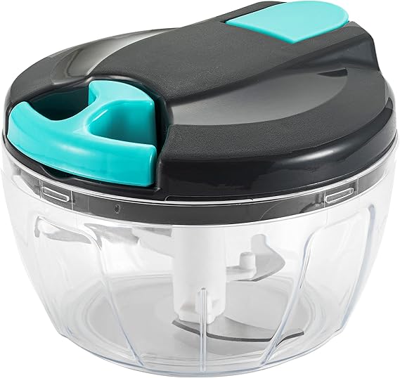 Multi-Function Manual Food Processors & Chopper with Cover and Handle, Garlic Press Vegetable Chopper Shredder,Suitable for Onions Garlic Carrots Gingers Peppers Fruits,Ideal Gift for Kitchen(Blue)