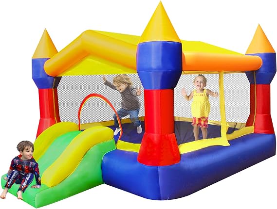 RETRO JUMP Inflatable Bounce House, Jump & Slide Bounce Castle, Kids Jumper with Blower