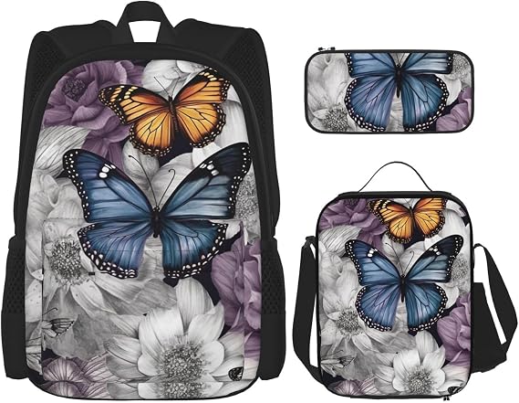 3 in1 Travel Laptop Backpack with Lunch Bag and Pencil Case Casual Daypack