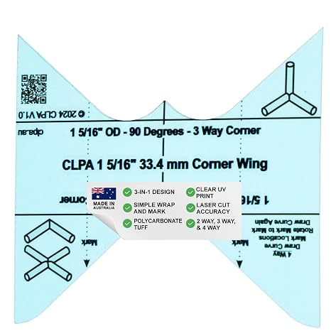 1-5/16" OD Corner Wing, 90 Degree Pipe Corner Template