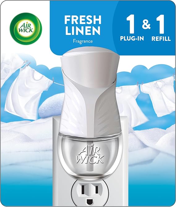 Air Wick Plug In Starter Kit, Fresh Linen Scented Oil Air Freshener, 1ct