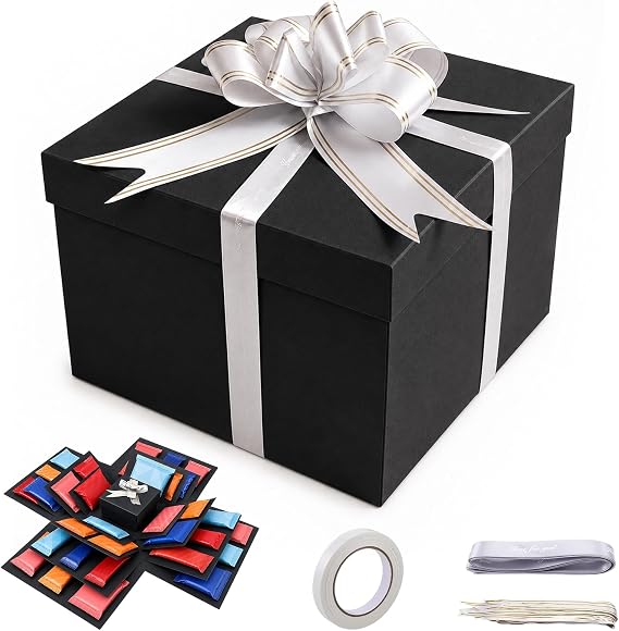 Explosion Gift Box, 5 Layer Surprise Box Snack Explosion Box (Black)