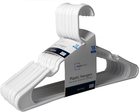 Mainstay 18-Pack Standard Plastic Hangers (White, 1 Pack)
